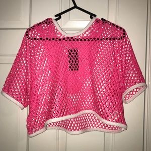 Crop top net hoodie
